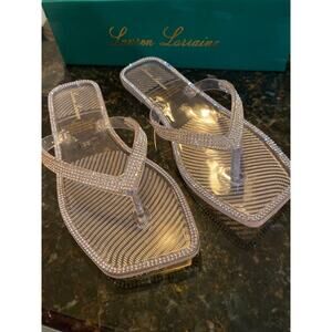 Brand New Lauren Lorraine Women's Size 6.5 Tampa Clear Thong Sandals crystal